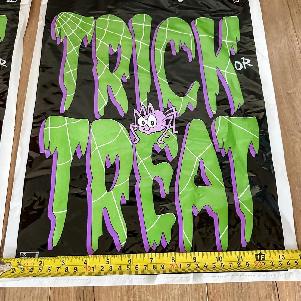 Vintage (2) NEW 2005 Kmart Halloween Trick Or Treat Green Plastic Bags Handle‎